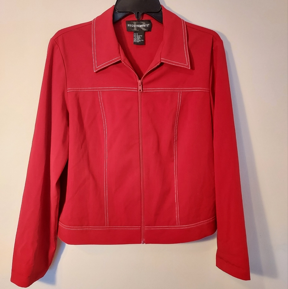 Vintage Requirements Classic Red Sporty Zip-up Jacket size 12 Retro Moto Chic